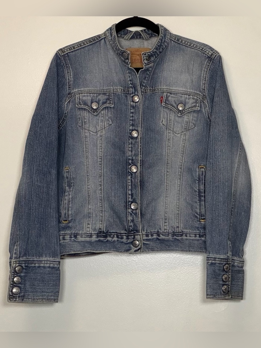 Vintage Levi's Light Blue Washed Denim Jacket with Stand Collar